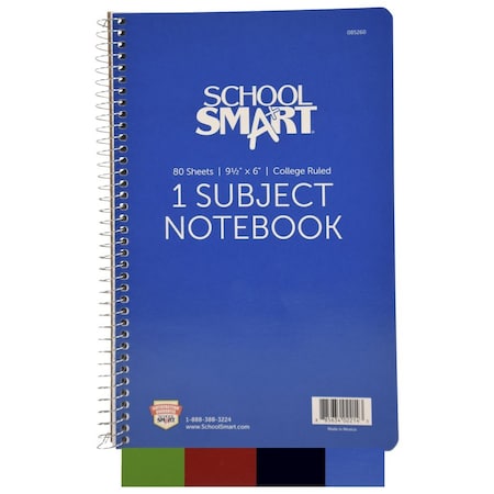 Spiral Non-Perforated 1 Subject College Ruled Notebook, 9-1/2 X 6 Inches